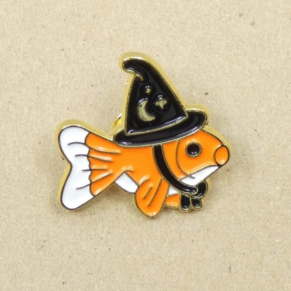 FREE ADD ON WITH PURCHASE Goldfish Wizard Enamel Pin - Picture 1 of 4